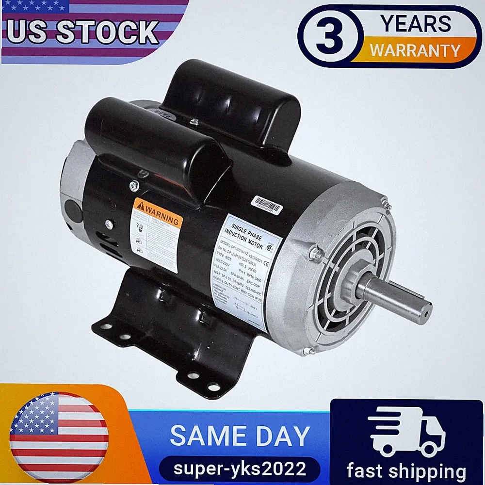 5HP 3450 Rpm Air Compressor Motor For Ingersoll Rand 230V 7/8'' Shaft 56283138