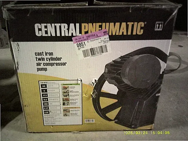 Central Pneumatic 5HP/Cast Iron/Twin Cylinder/Air Compressor Pump S#