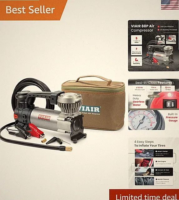 Rapid Inflating 12V Air Compressor: 88P Kit with Essential Accessories Included