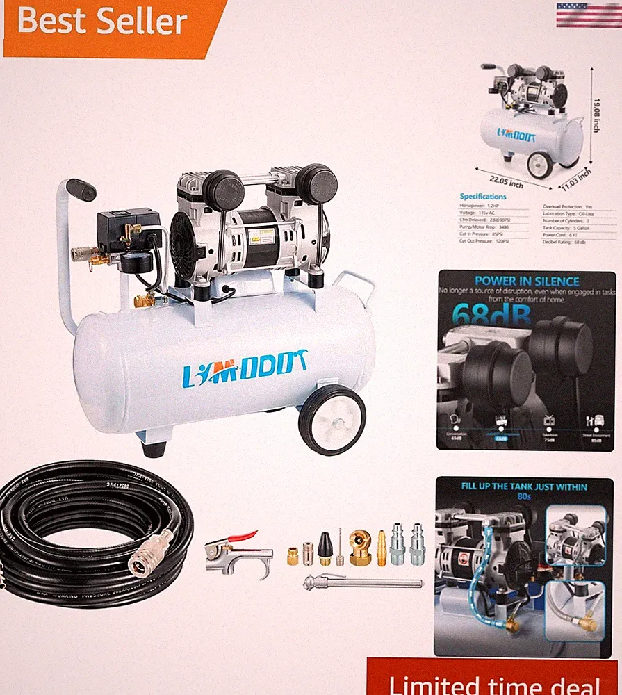 Robust 68 dB Electric Air Compressor with Quick Connect | Ideal for Woodworking