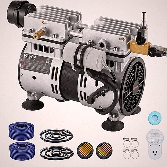 VEVOR 5.2CFM Aeration System for Ponds up to 3 Acre 3/4HP Compressor 2 Diffusers